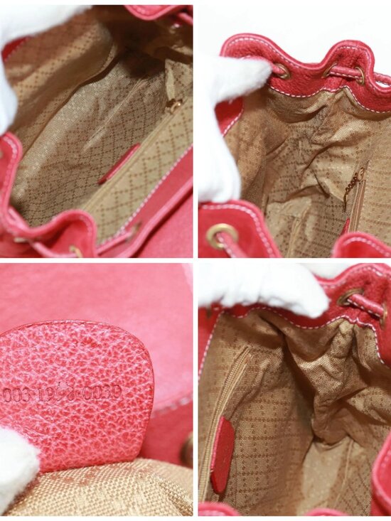 GUCCI Bamboo Backpack Suede Red Gold 003 1998 0030 Auth gh1510 main image 11